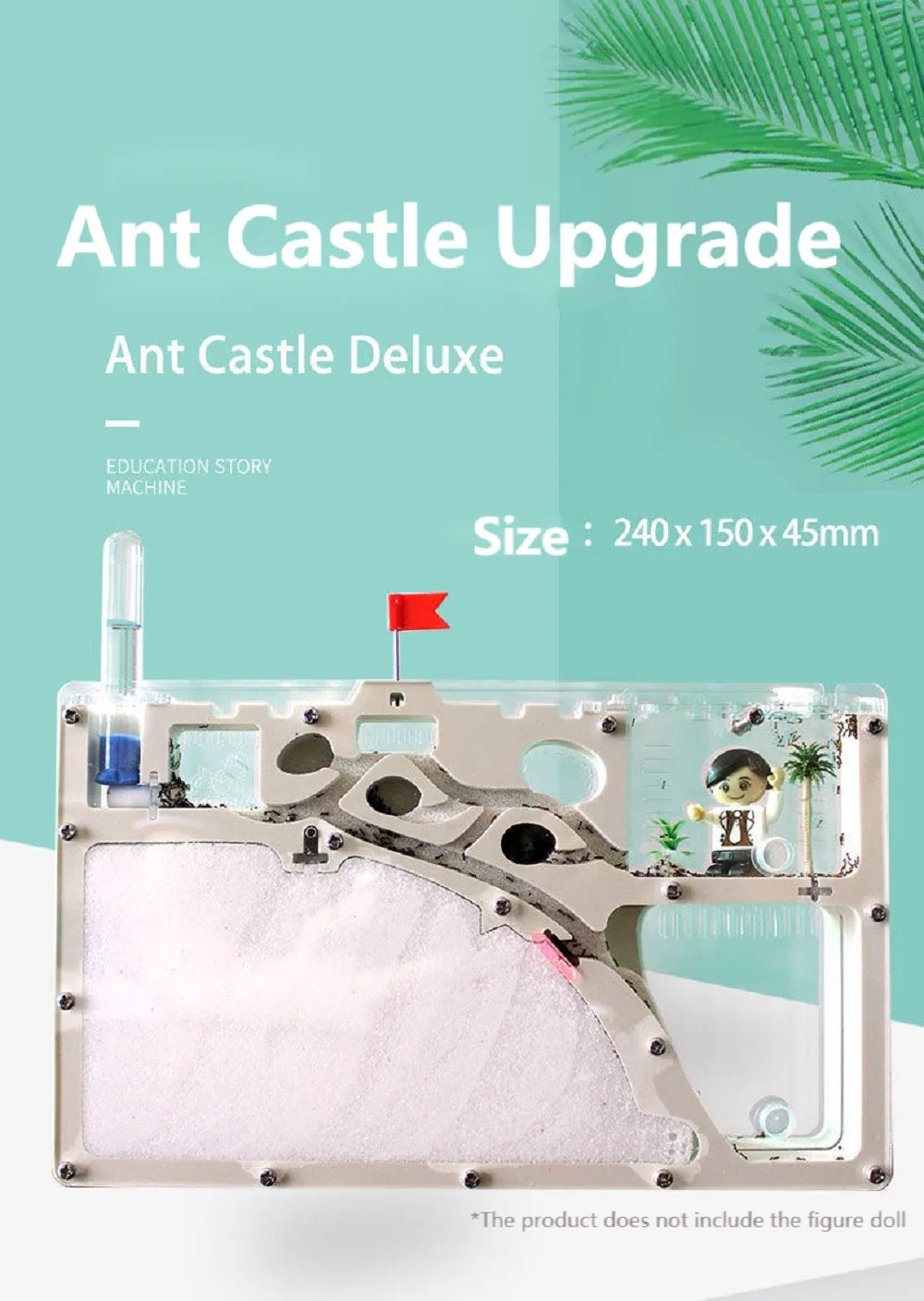 Ant Castle Upgrade with text on a light blue background