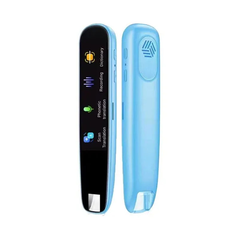 Light blue Translator Pen-Scanner: Intelligent Text Highlighter Translation Tool Scanner displaying front and back, over a white background.