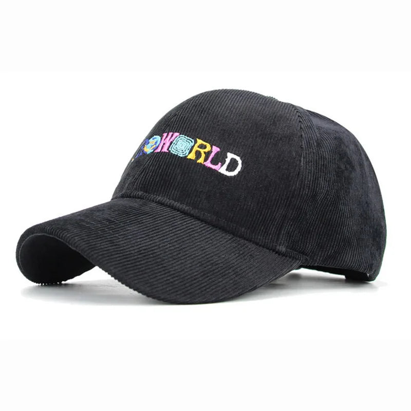 travis scott astroworld corduroy baseball cap, folded bill