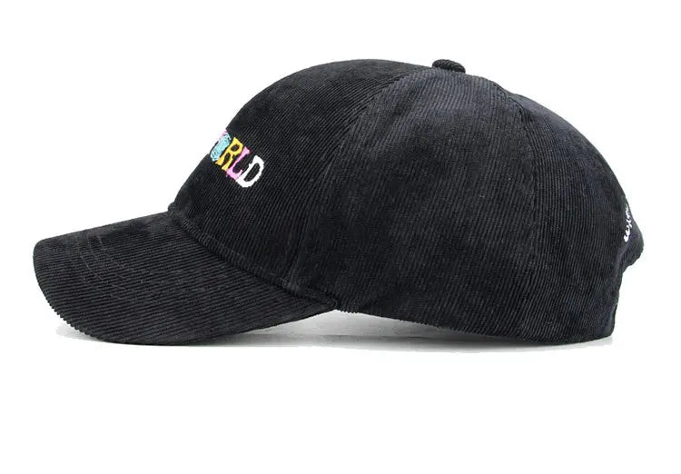 travis scott astroworld corduroy baseball cap, folded bill