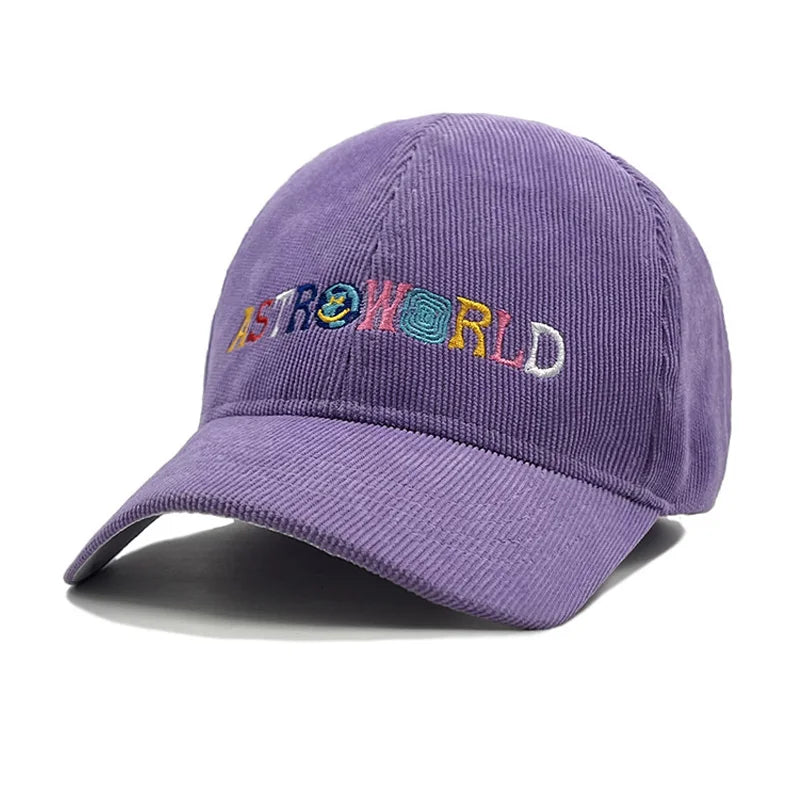travis scott astroworld corduroy baseball cap, folded brim