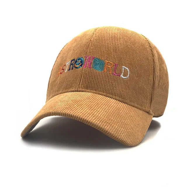 travis scott astroworld corduroy baseball cap, folded brim