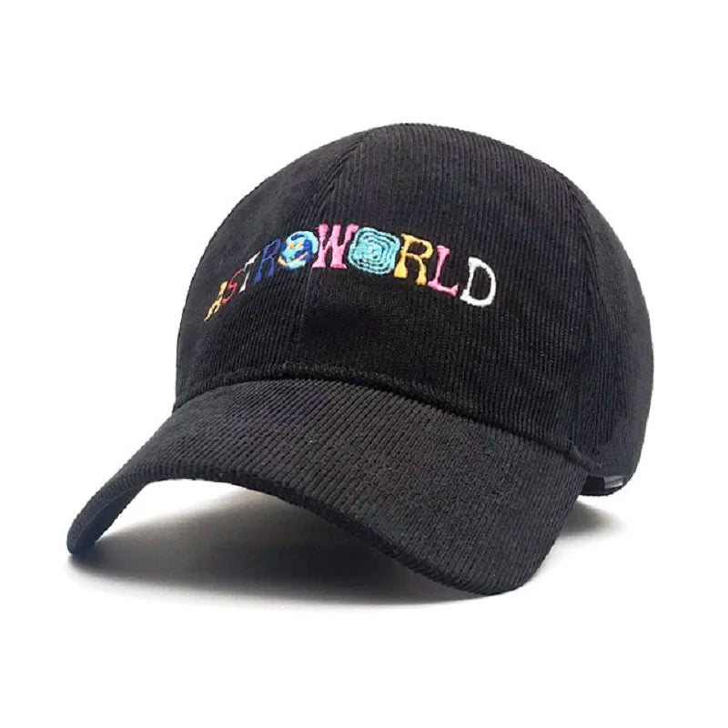 travis scott astroworld corduroy baseball cap, folded brim