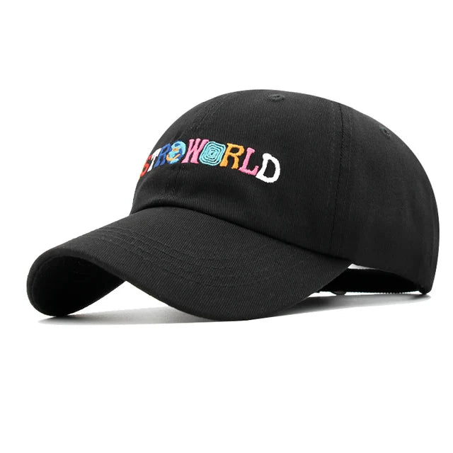 travis scott astroworld cotton baseball cap, folded brim