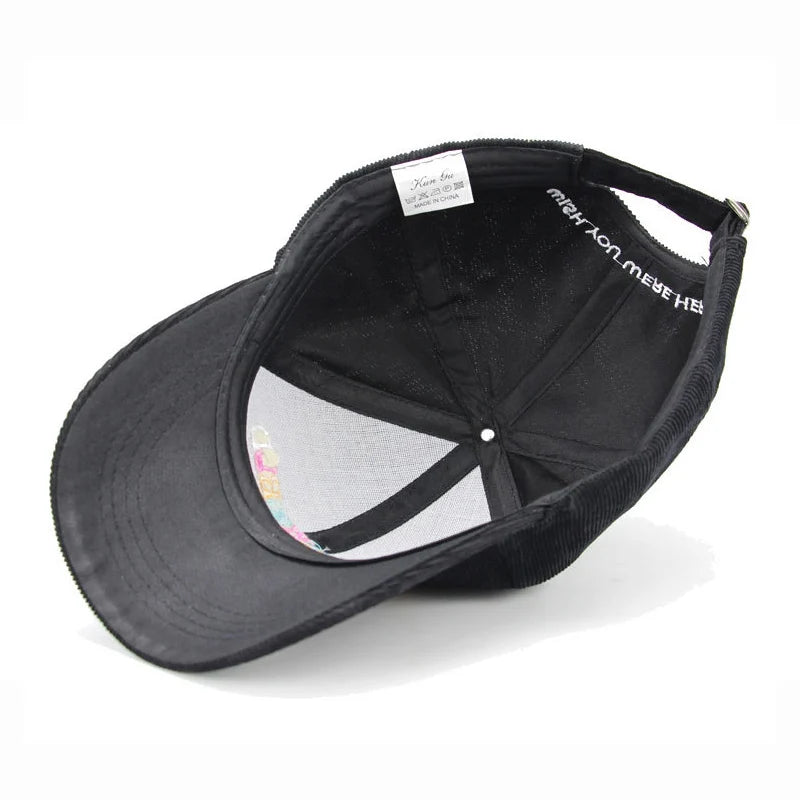 travis scott astroworld corduroy baseball cap, folded bill