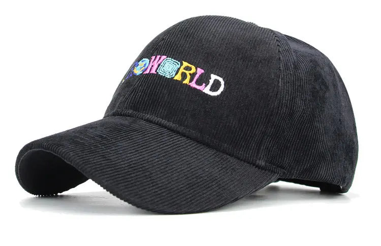travis scott astroworld corduroy baseball cap, folded bill