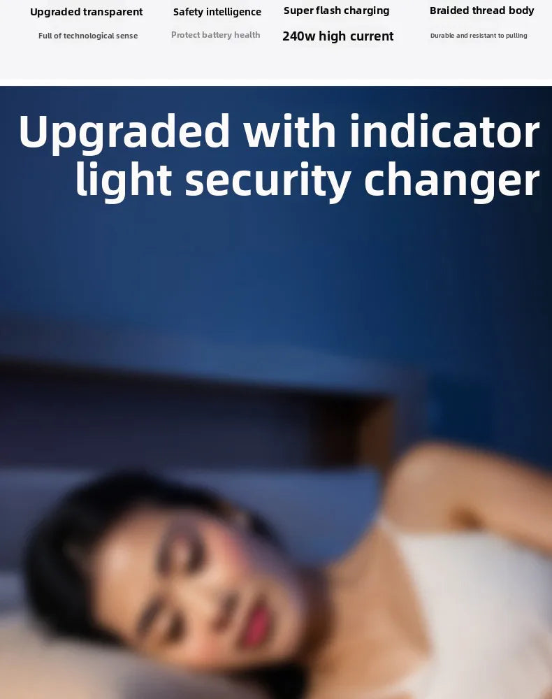 Turbo Charge Type-C cable glowing blue, indicating super fast charging active.