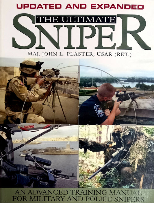Book cover of 'The Ultimate Sniper' with images of snipers and text.