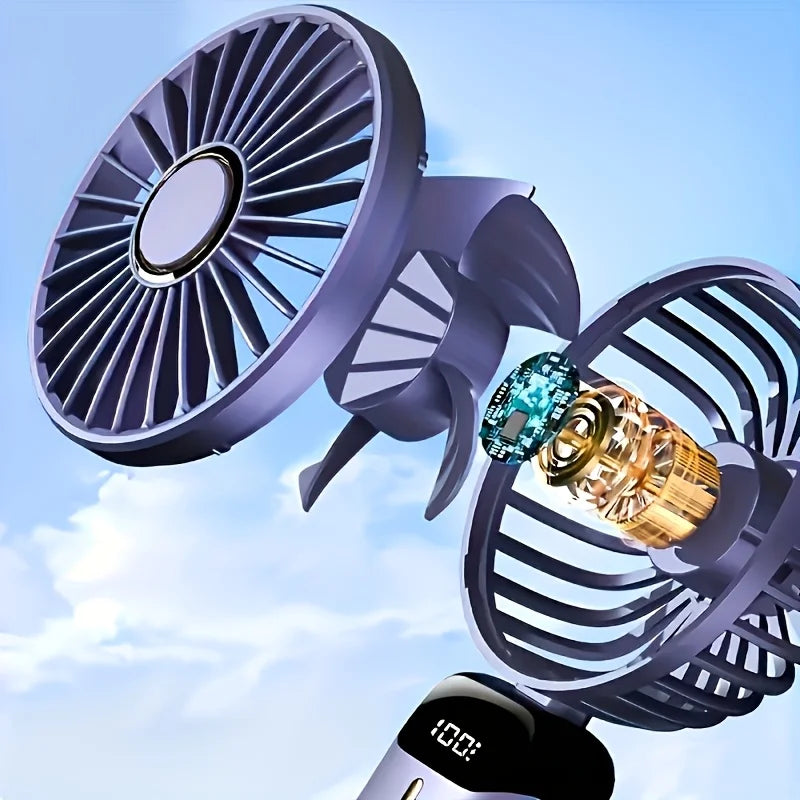 Portable fan with light on a blue sky background