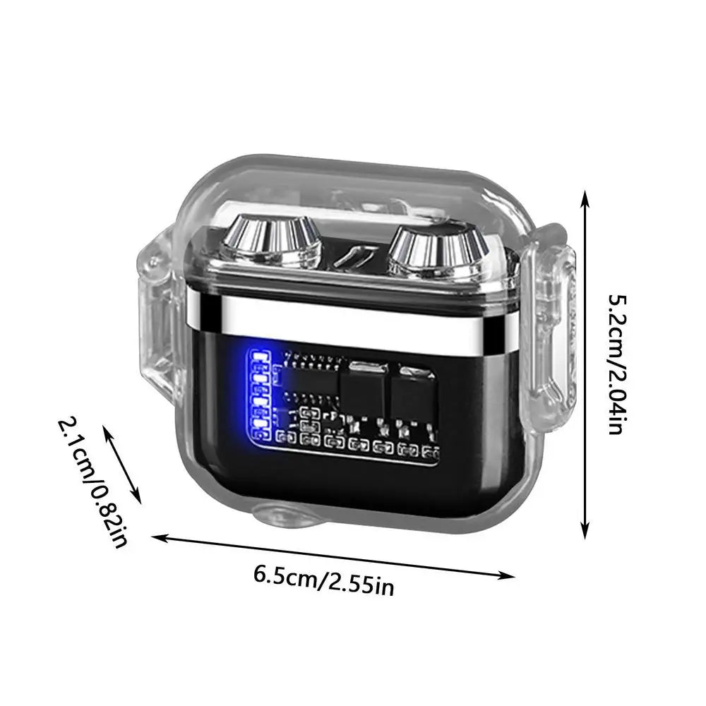 Waterproof Lighter Double Arc Mini Electronic Windproof Lighter Electric Transparent USB Rechargeable Lighters Outdoor Camping