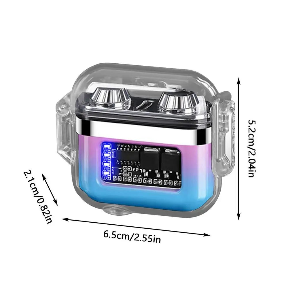 Waterproof Lighter Double Arc Mini Electronic Windproof Lighter Electric Transparent USB Rechargeable Lighters Outdoor Camping