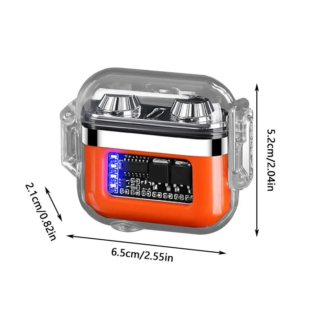 Waterproof Lighter Double Arc Mini Electronic Windproof Lighter Electric Transparent USB Rechargeable Lighters Outdoor Camping