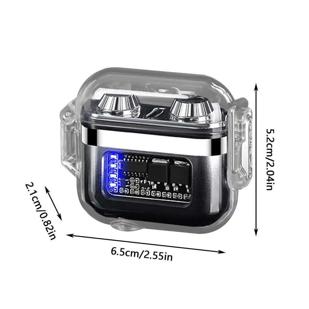 Waterproof Lighter Double Arc Mini Electronic Windproof Lighter Electric Transparent USB Rechargeable Lighters Outdoor Camping
