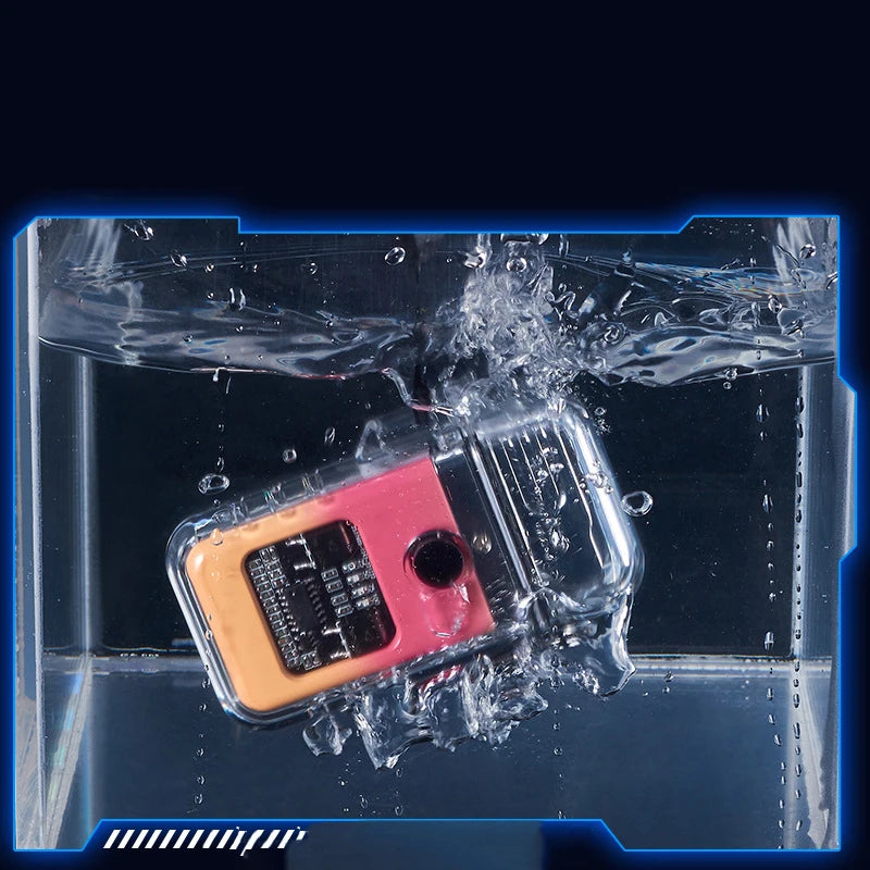 Torch lighter being submerged in water showing waterproof function.
