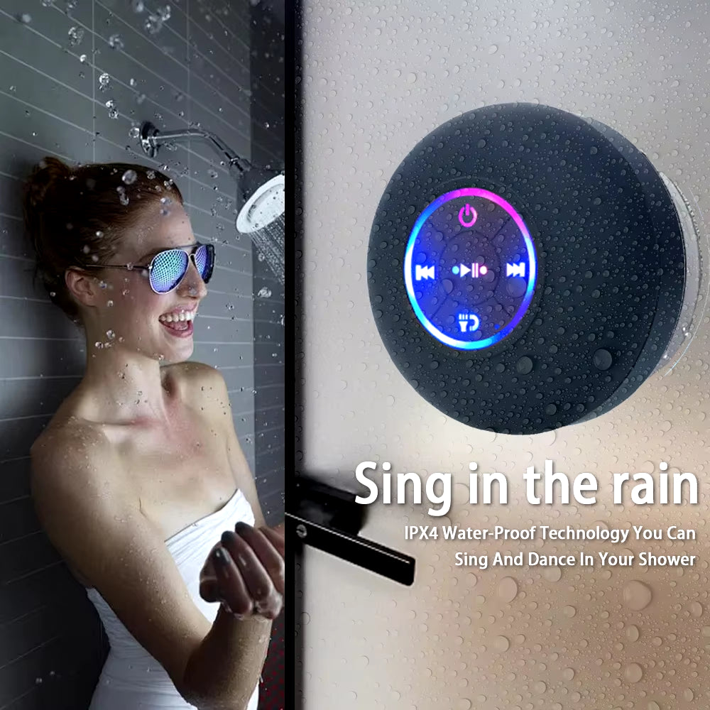 Waterproof Wireless Speaker | LED Bluetooth Bathroom Suction Stereo