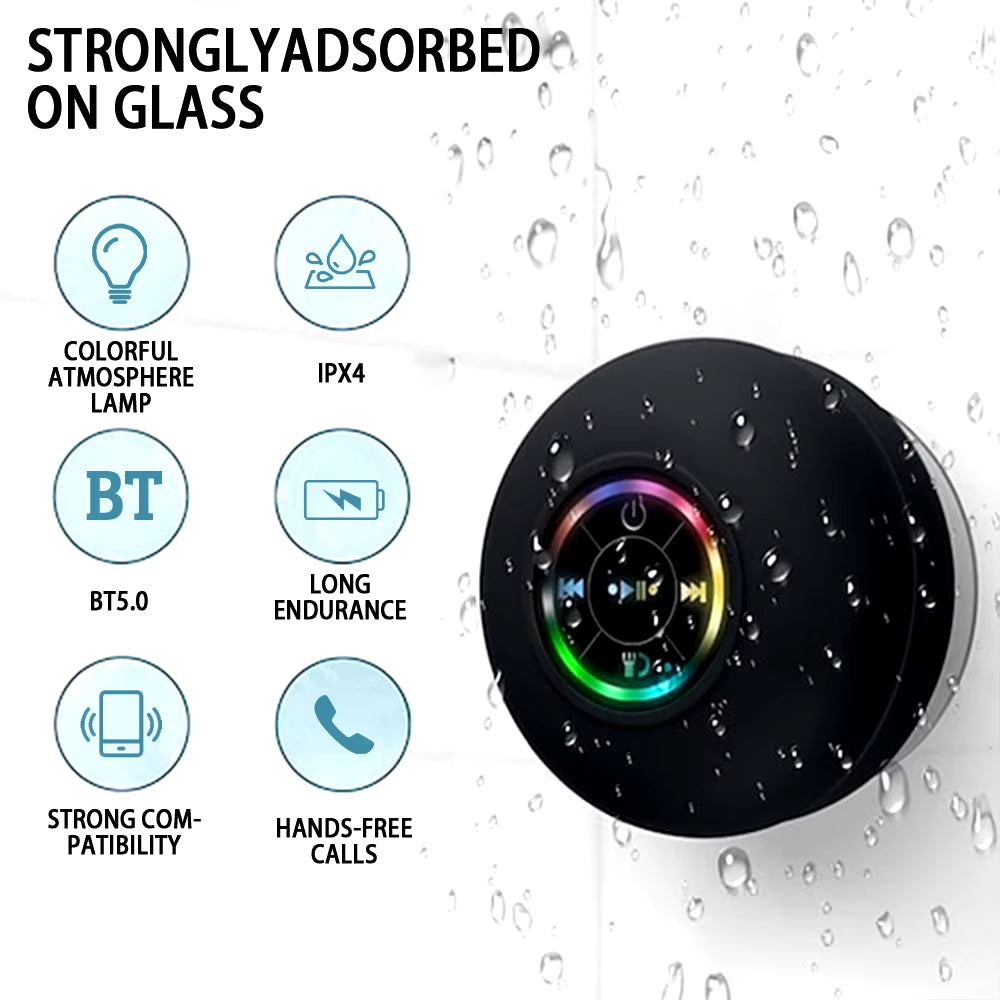Waterproof Wireless Speaker | LED Bluetooth Bathroom Suction Stereo