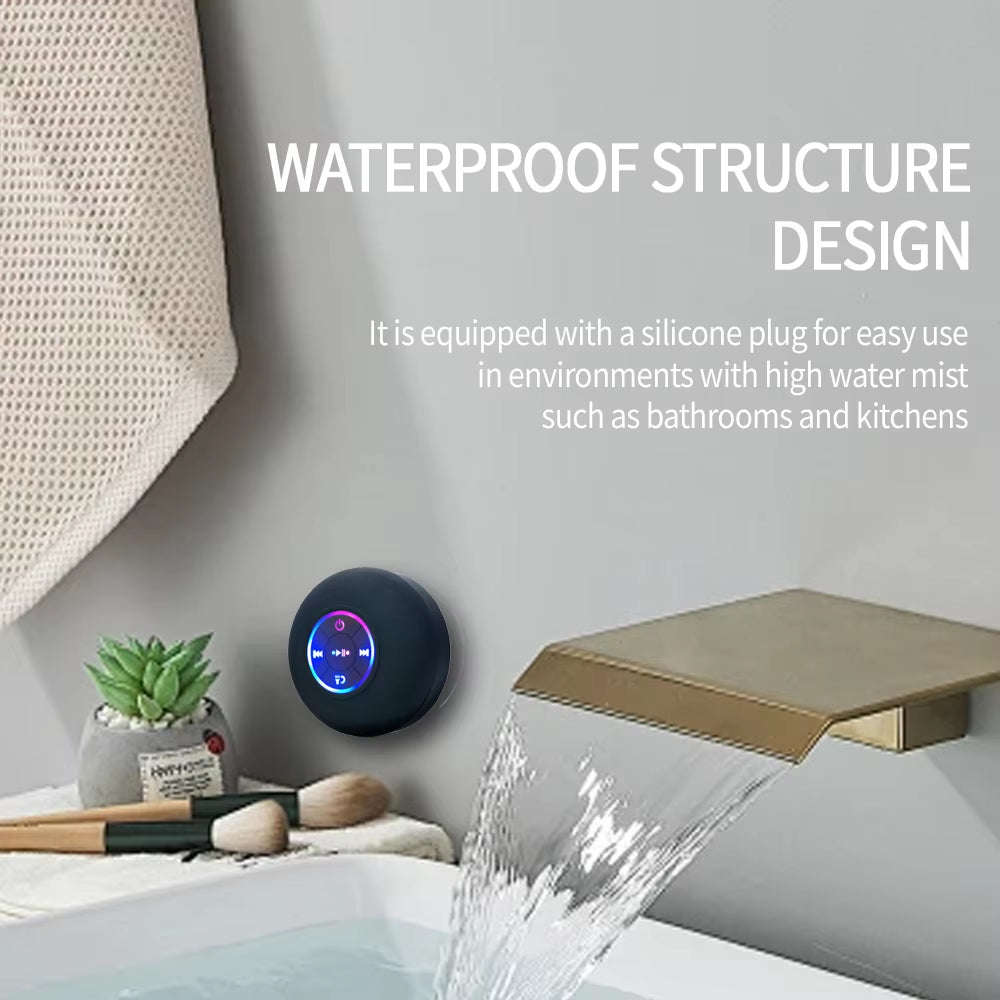 Waterproof Wireless Speaker | LED Bluetooth Bathroom Suction Stereo