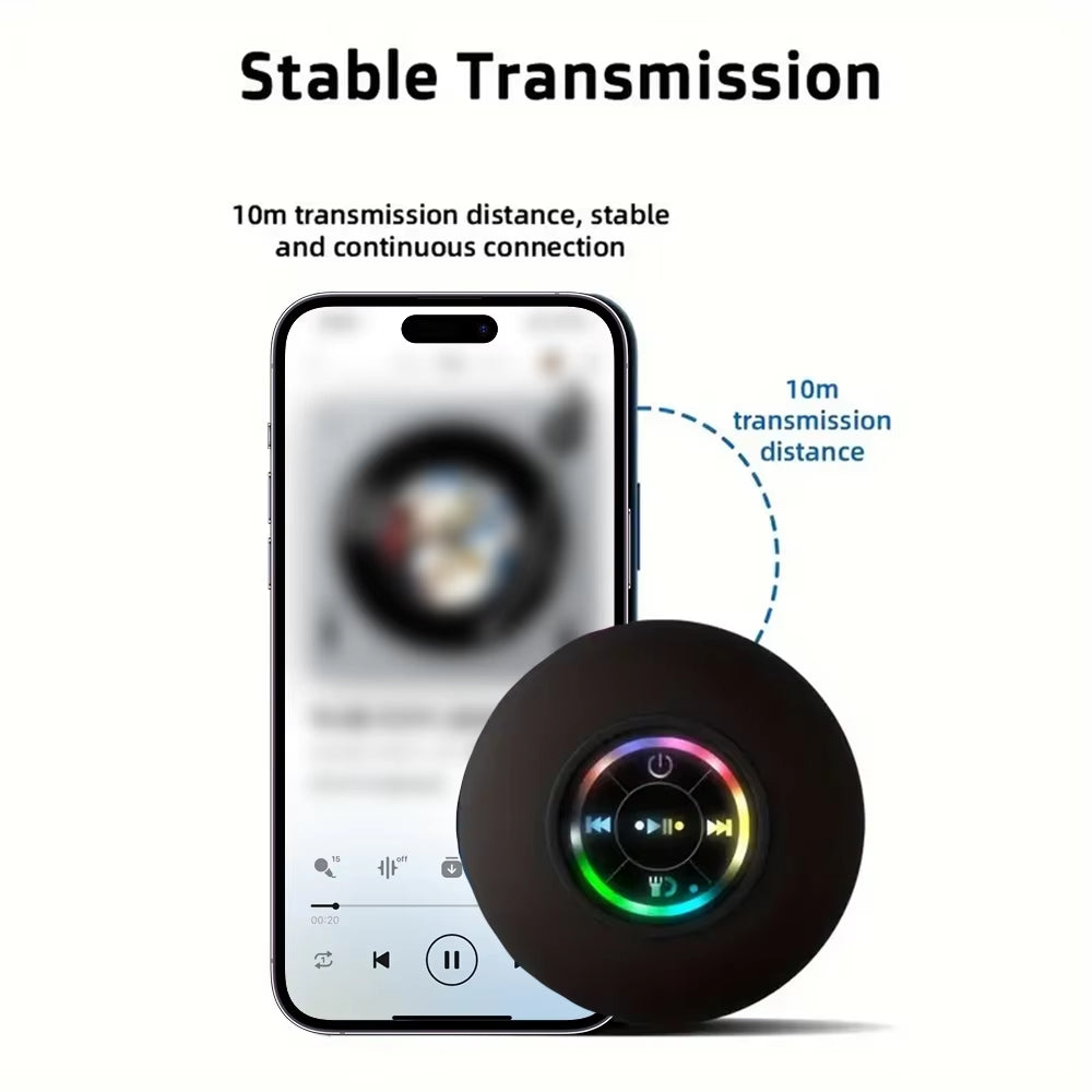 Waterproof Wireless Speaker | LED Bluetooth Bathroom Suction Stereo