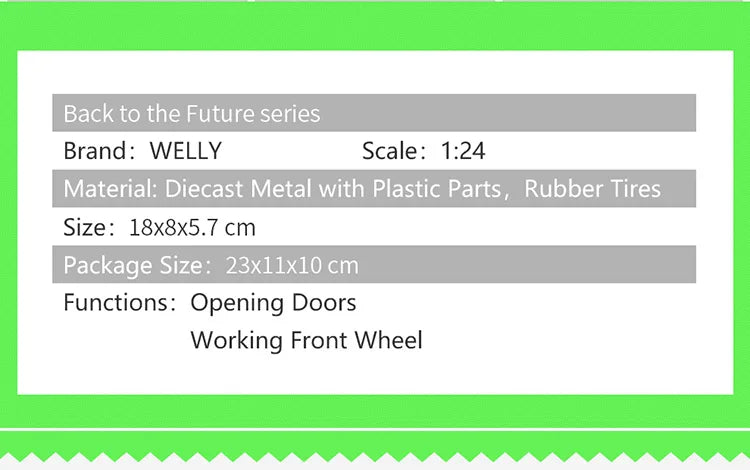 Welly Diecast Back to The Future Scale Model Car