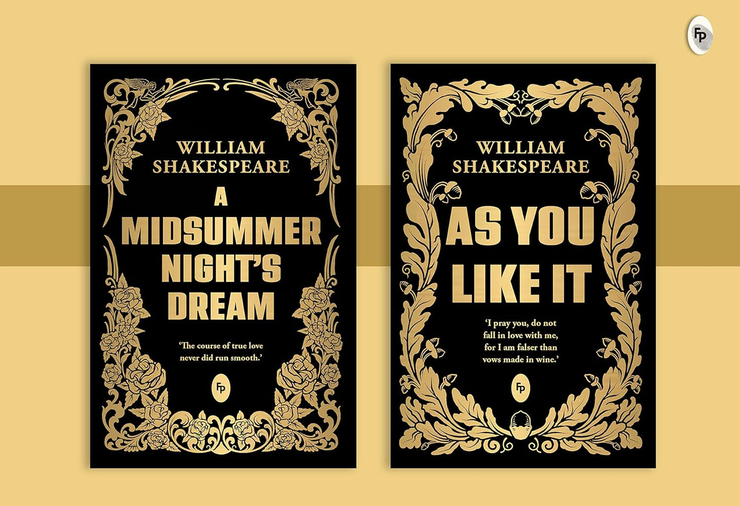 Book box set of 'Shakespeare Box Set: Greatest Works of William Shakespeare [ISBN: 9789354407000]' featuring a gilded style casing. Books displaying (2) book front covers from classic Shakespeare works.