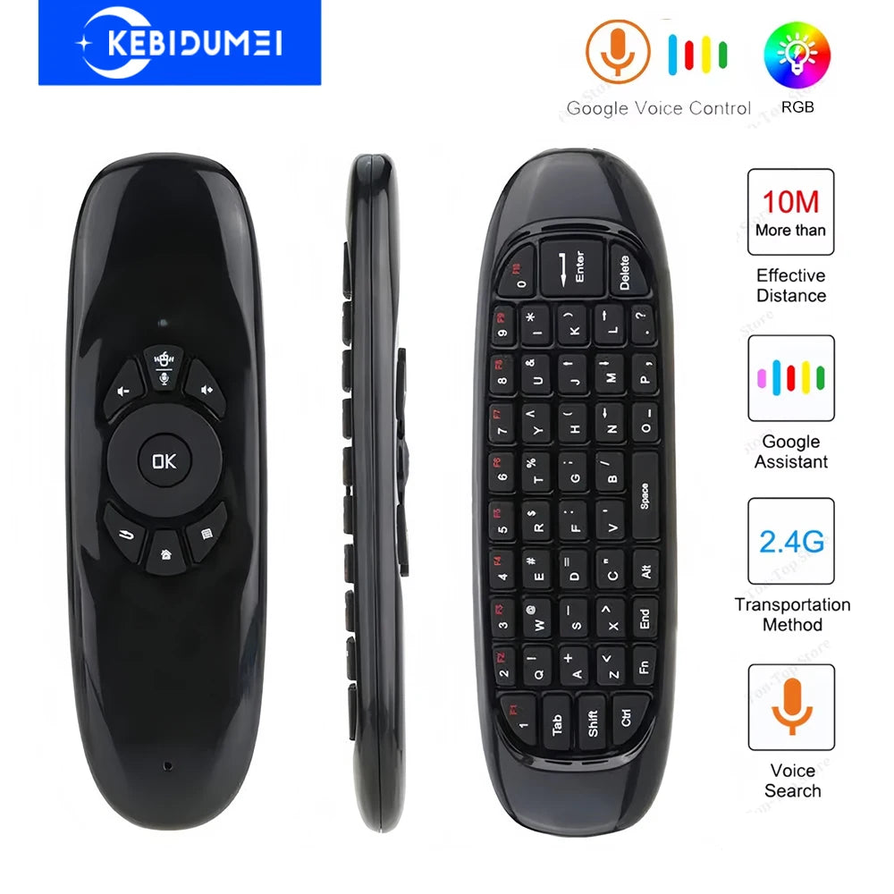 2.4G Wireless Keyboard RGB Backlit Mini Keyboard with Air Mouse & Voice Control