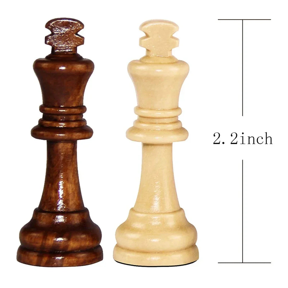 Luxury Wooden Chess Set with Handcrafted Pieces – Portable Board Game for Adults & Kids