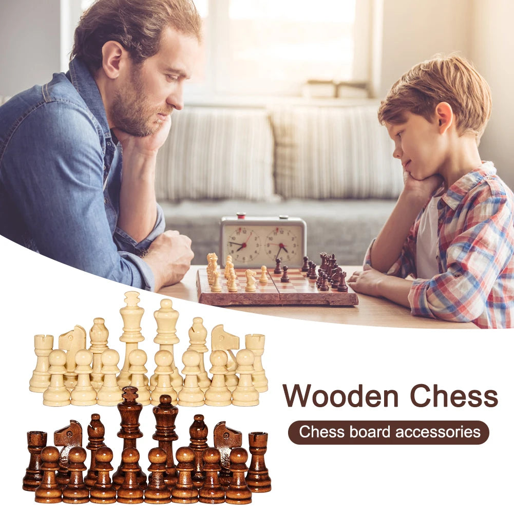 Luxury Wooden Chess Set with Handcrafted Pieces – Portable Board Game for Adults & Kids