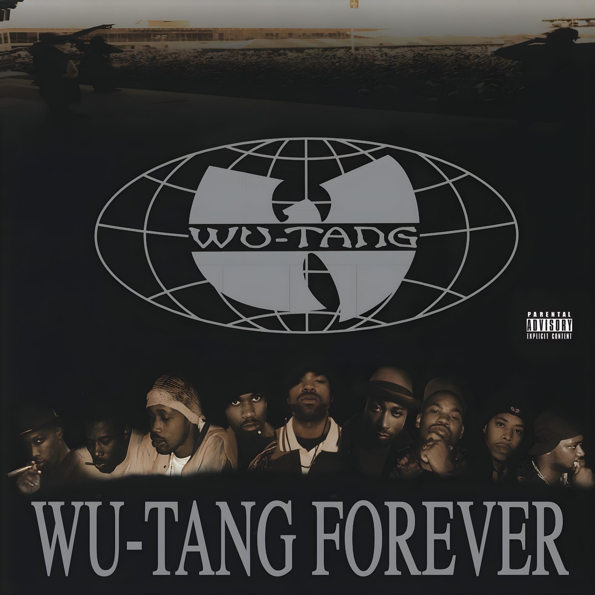 Album cover for 'Wu-Tang Forever' featuring the Wu-Tang Clan logo and members.