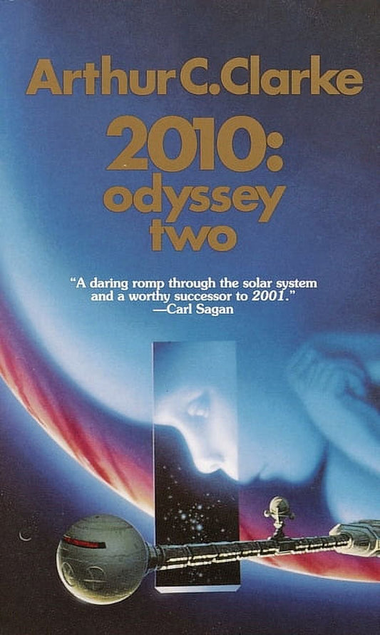 Cover of the book '2010: Odyssey Two' by Arthur C. Clarke featuring space imagery and the author's name.